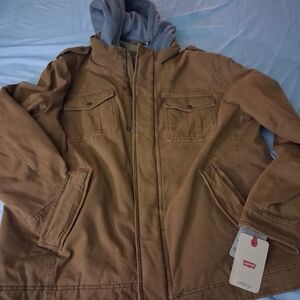 Levi's Men's Tan Field Jacket with Gray Hood